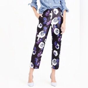J.Crew Patio Pant in Violet Poppy Size 00 Black Purple Floral